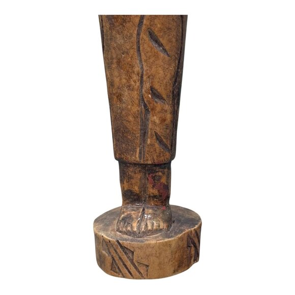 Hand Carved Wooden Akuaba Ashanti Fertility Doll Ghana Vintage Tribal Art 18" - Picture 8 of 11